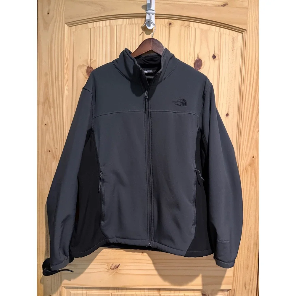 The North Face WindWall Fleece Lined Softshell Jacket Mens XL GreyBlack Full Zip